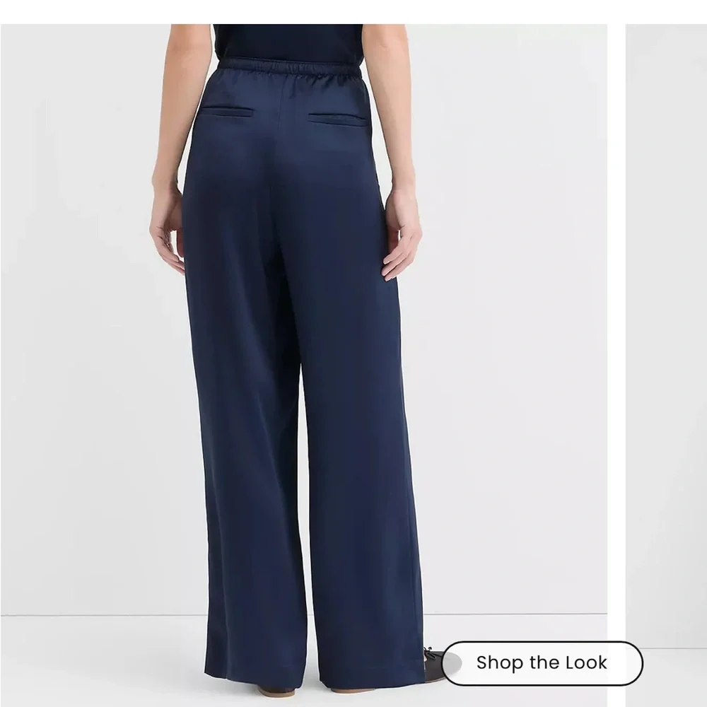 Loft Sawyer Navy Satin Pull-On Pants - Picture 3 of 6
